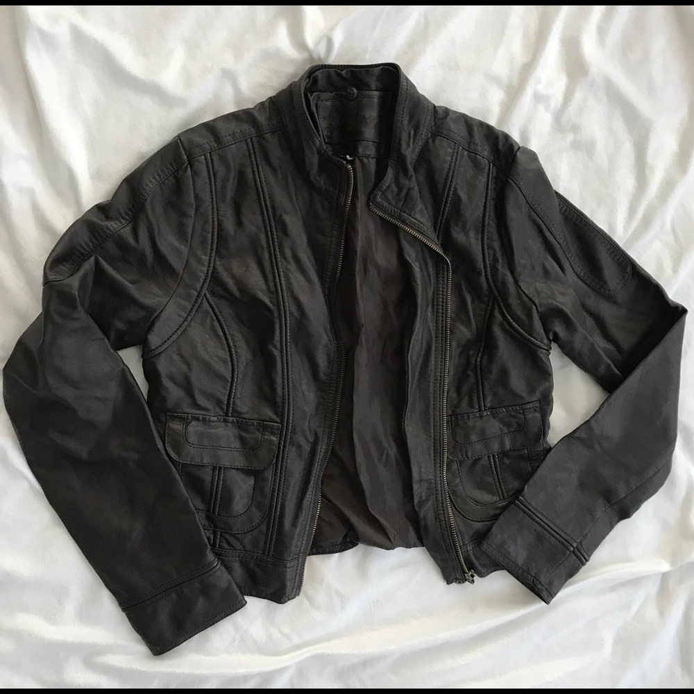 Brown leather jacket
